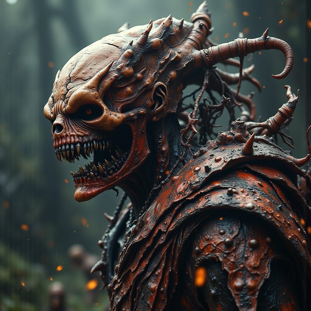 Flesh Eater Portrait in Dark Oil Paint Style