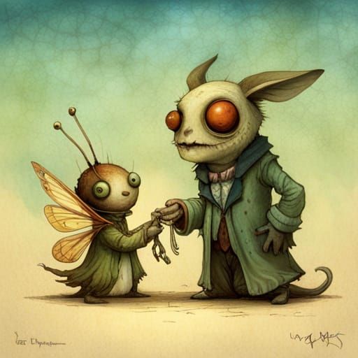 Whimsical Bugs in Burtonesque Style