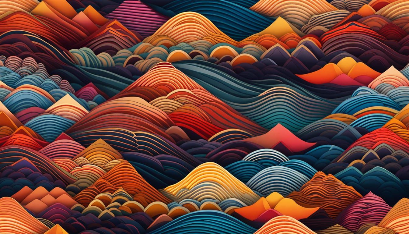 Origami Japanese Landscape with Temple and Snowy Mountains