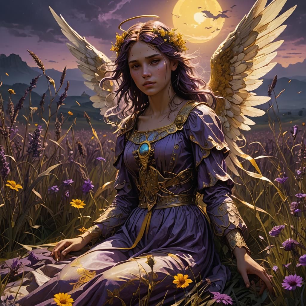 Angelic Dark Fantasy: Girl in Field