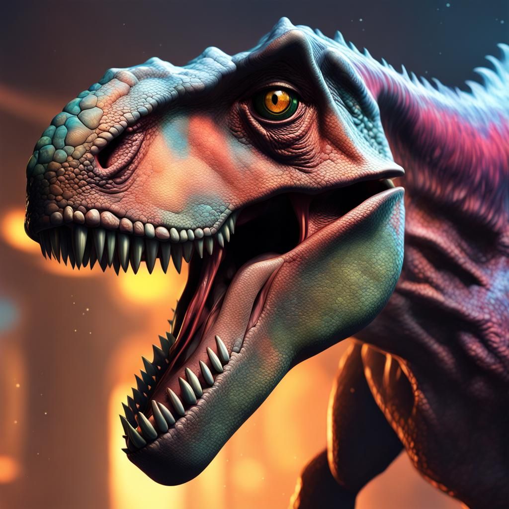 Hyperrealistic Dinosaur Portrait in Splash Art Style