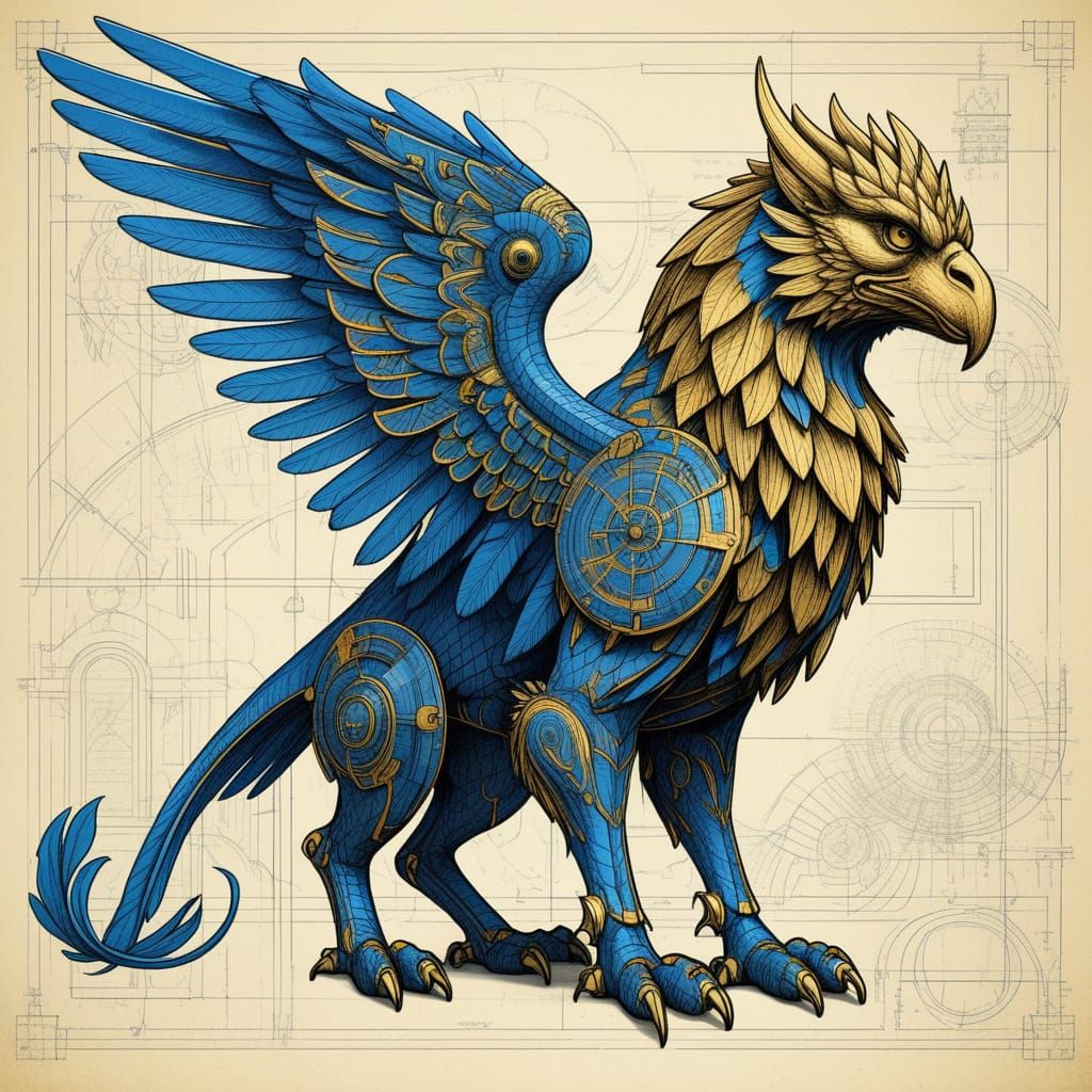 Griffin Technical Schematic with Golden Accents