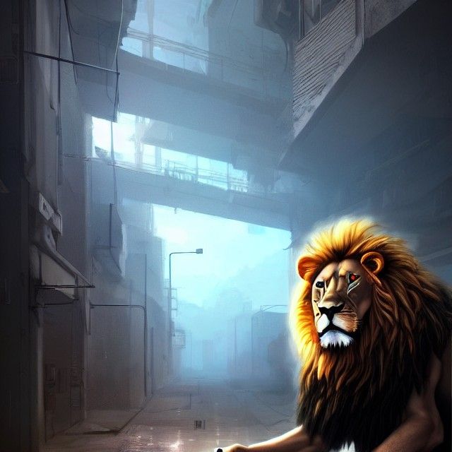 Dieselpunk Lion Concept Art in 8k Resolution