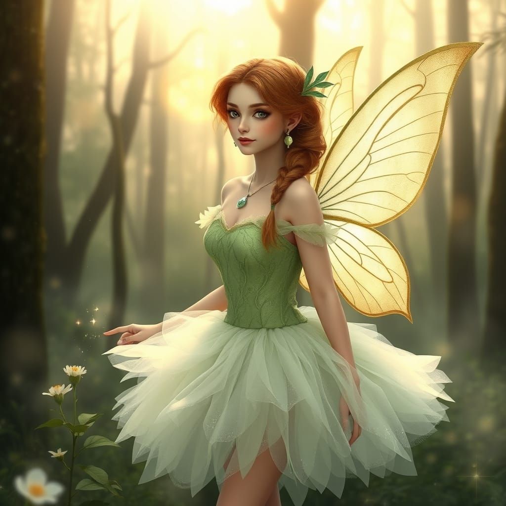 Ethereal Fairy in Misty Forest, Photorealistic Art