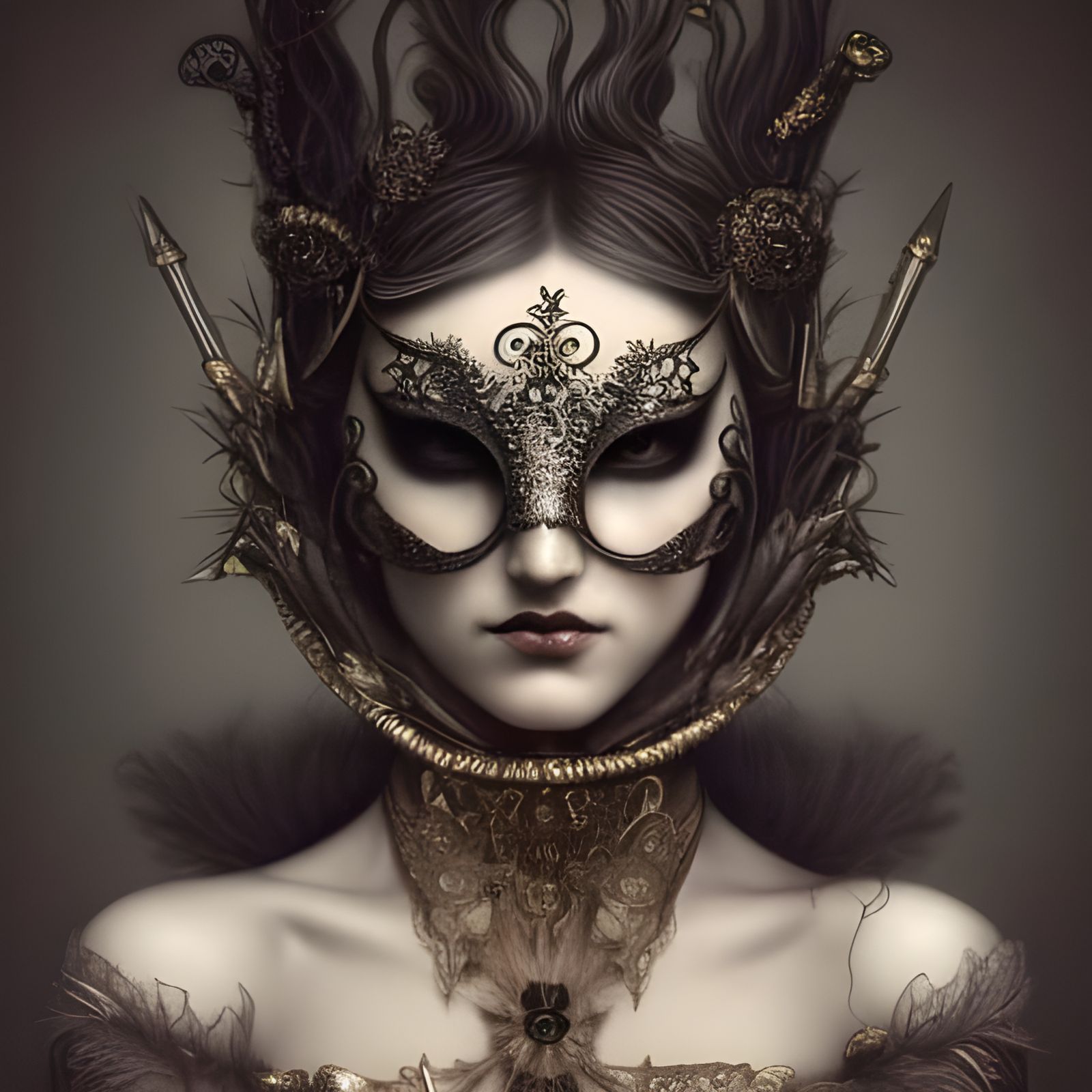 Ornate Masquerade Queen in Detailed Digital Painting