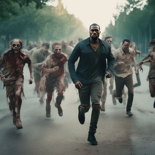 Kanye West Zombie Chase in Adidas Gear
