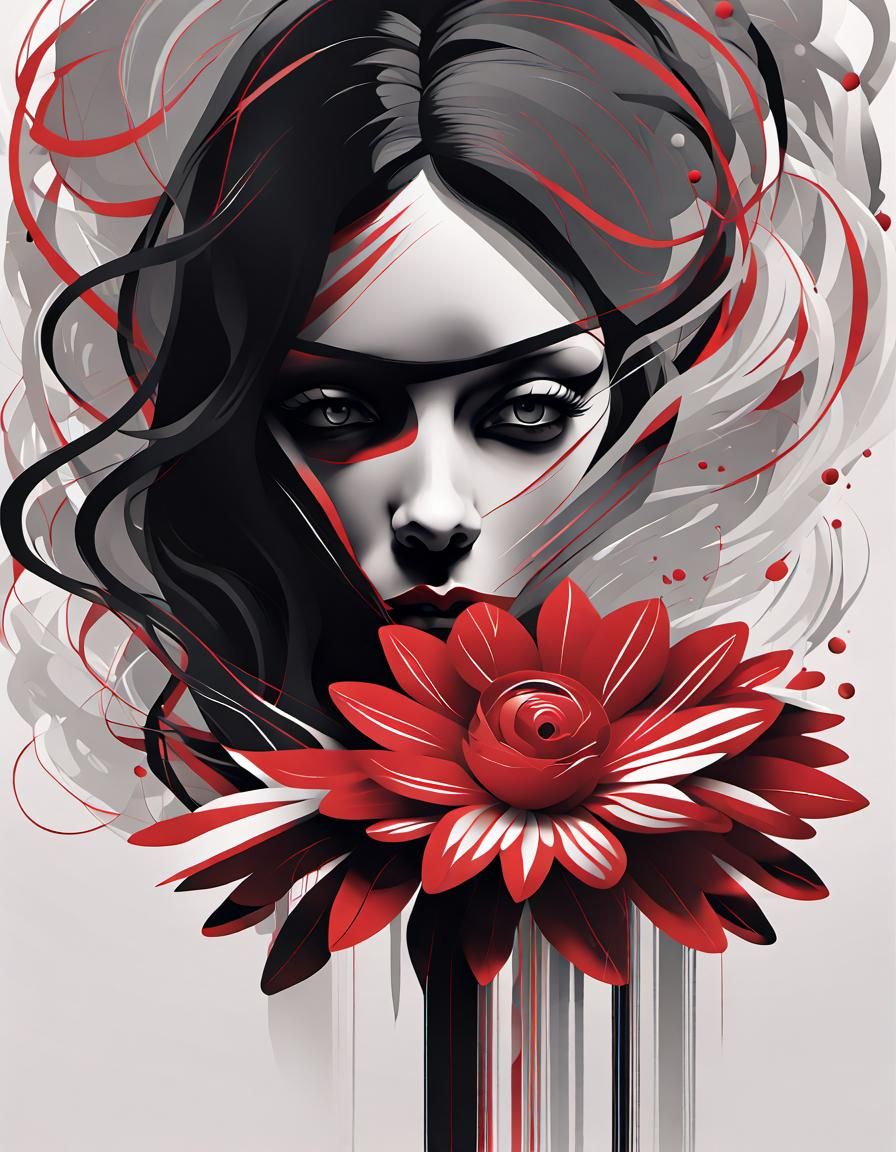 Striking Minimalist Silhouette in Red, White, and Black