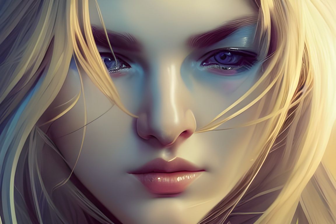 Blond Woman Portrait in a Hyperdetailed Style