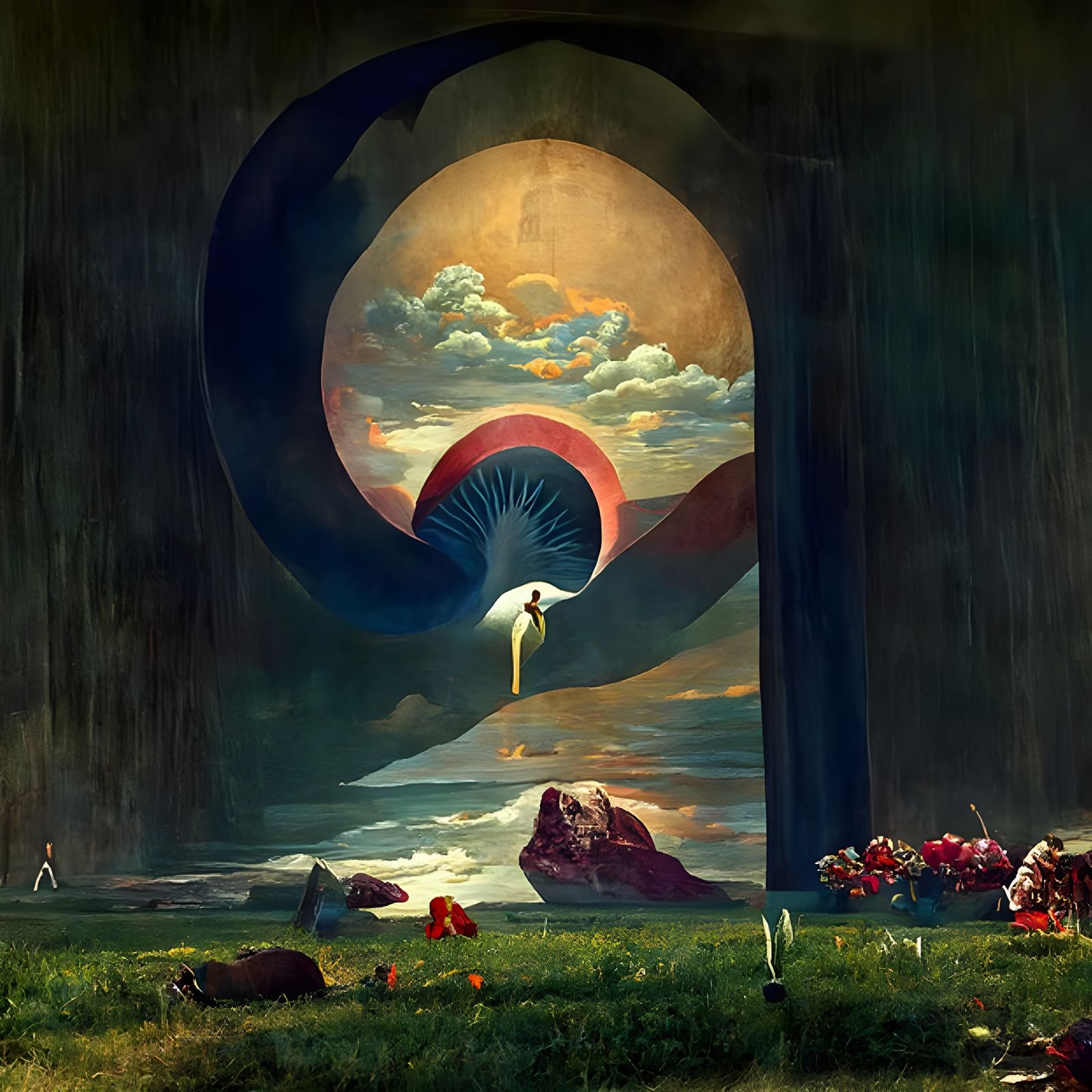 Symbolic Surrealism: A Detailed Psychedelic Painting