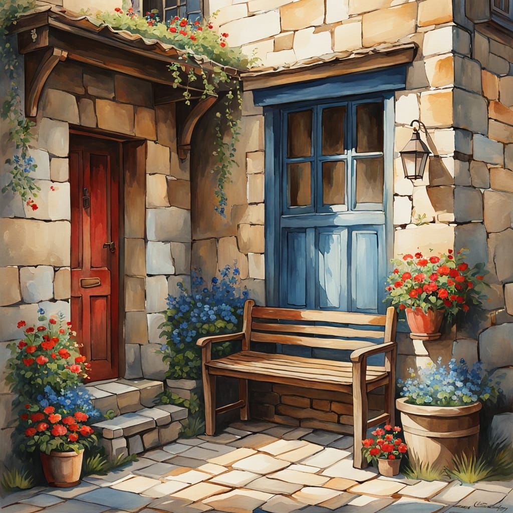 Whimsical Woodland Scene in Oil Painting Style