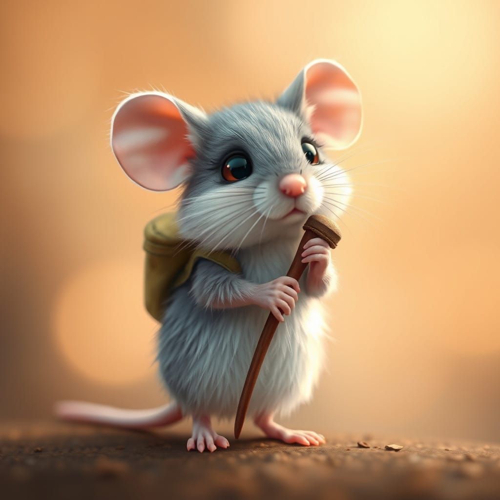 Whimsical Mouse Adventurer in Soft Focus