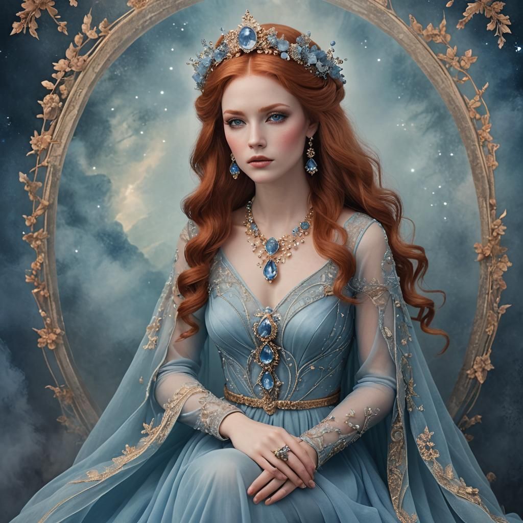 Blue Aventurine Goddess in Astral Cosmic Style