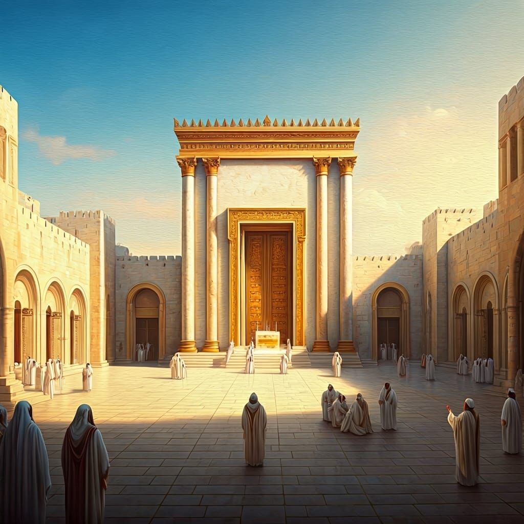 Second Temple in Jerusalem: Realistic Oil Painting