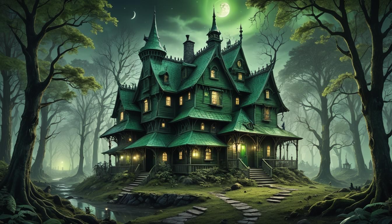 Eerie Witch House in Enchanted Forest
