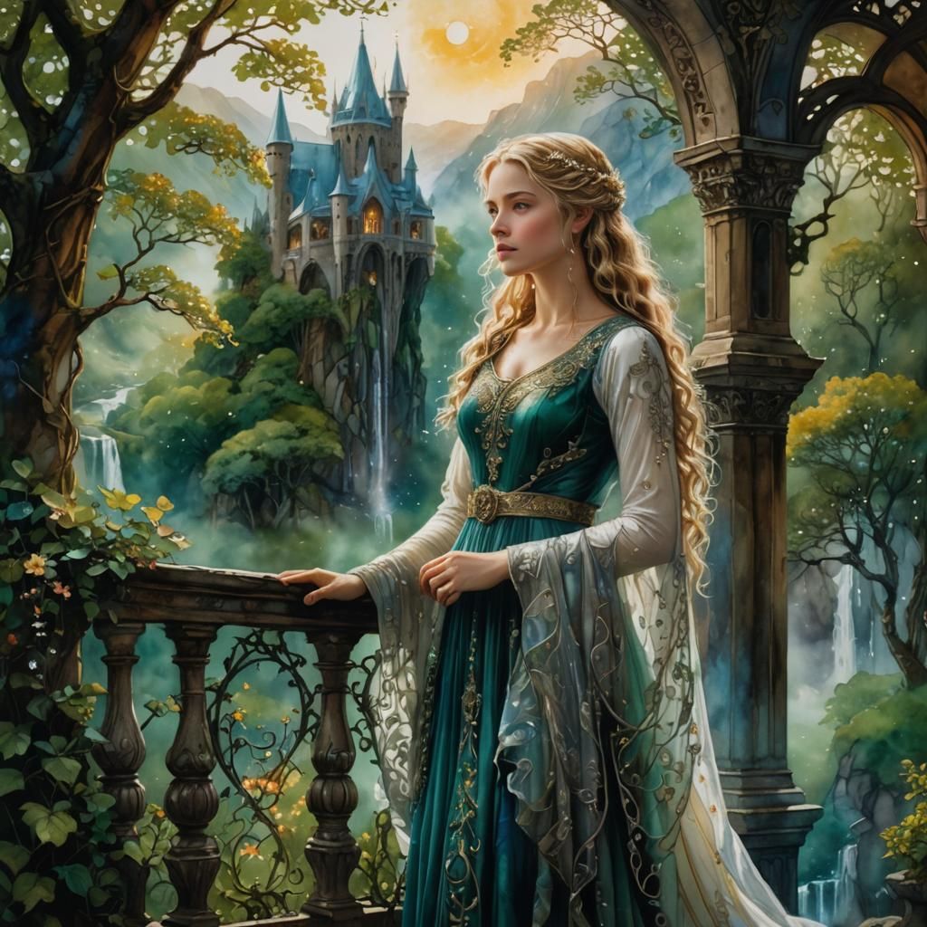 Eowyn in Rivendell: Alcohol Ink Painting