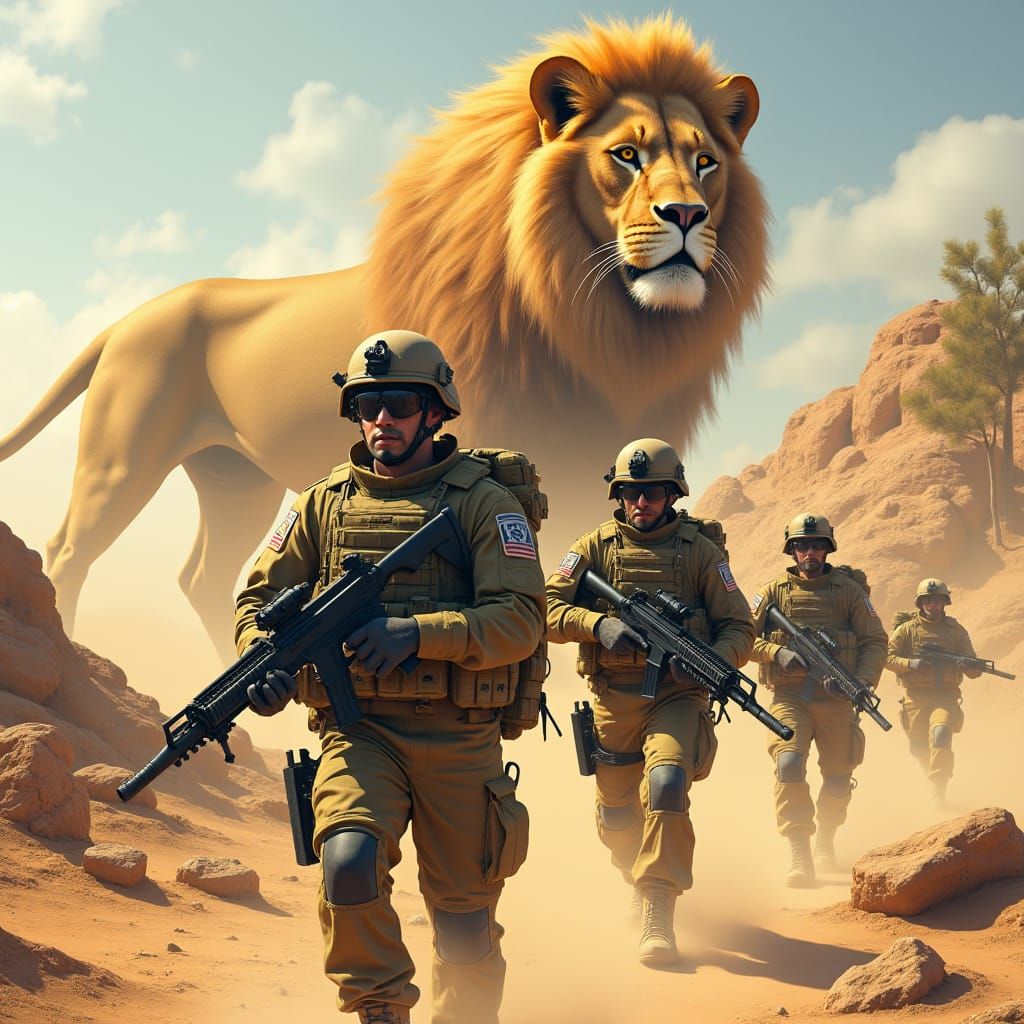 IDF Soldiers Defending Israel with Lion of Judah