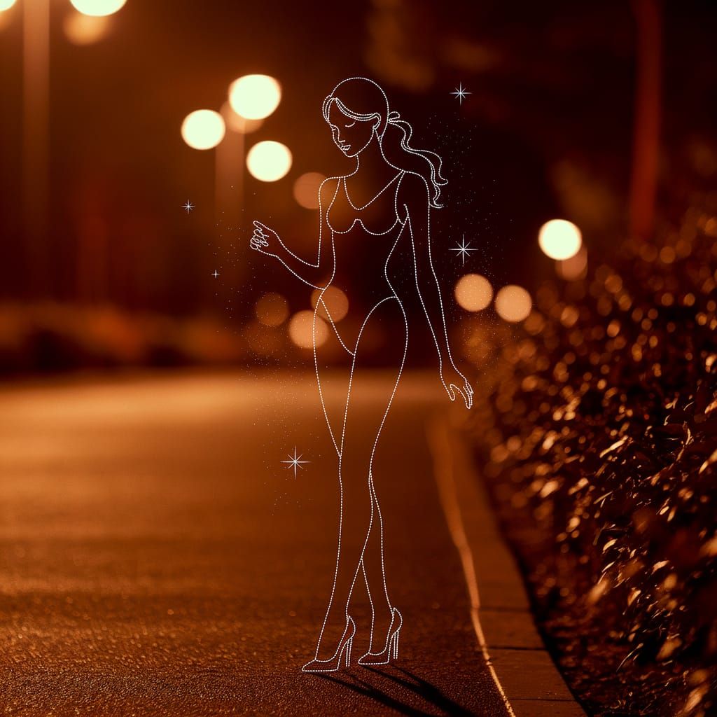 Ethereal Night Park Portrait in Crewdson Style