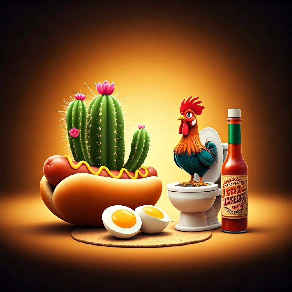 Humorous Cactus Scene: 3D Digital Art