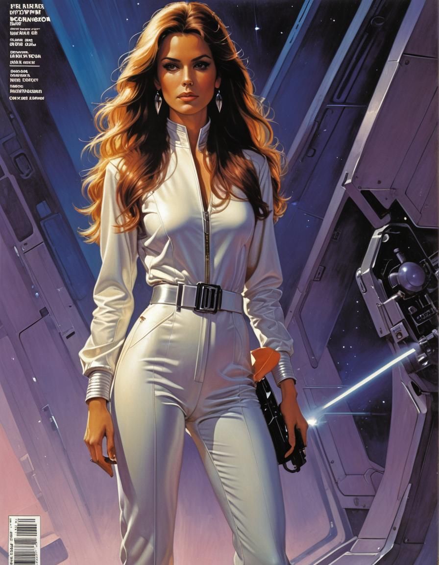 Retro Sci-Fi Magazine Cover Featuring Stylish Woman