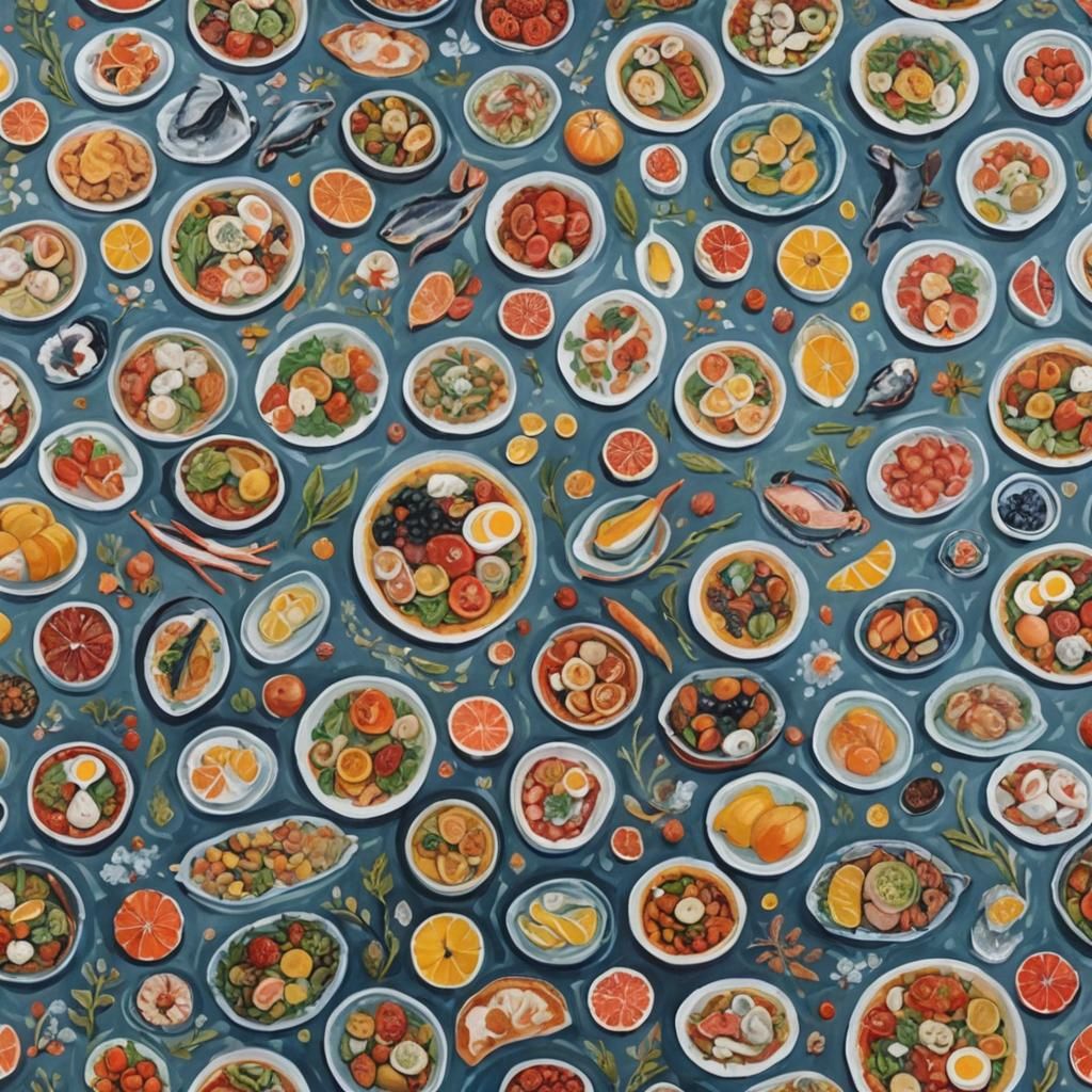 Gouache Painting: Food, Ocean, Winter, Spring