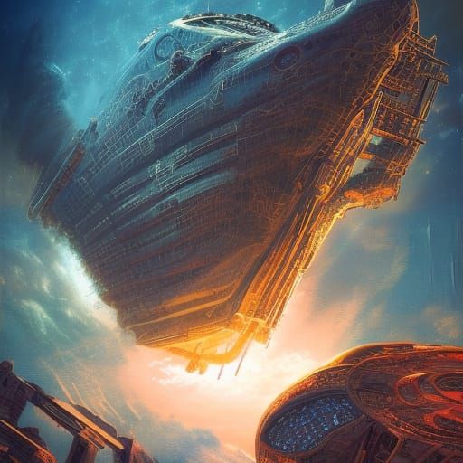 Starship and Cat Book Cover in Sci-Fi Style
