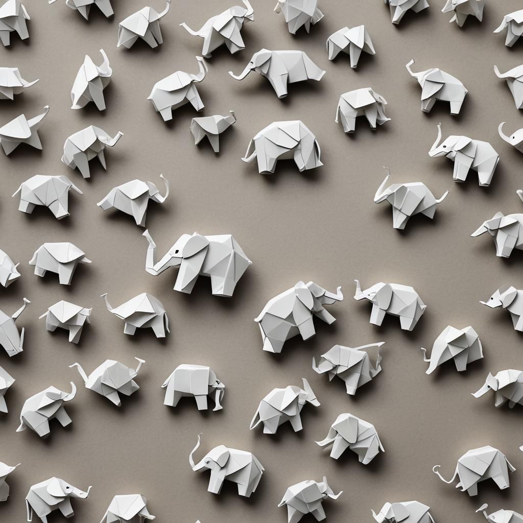 Origami Elephant Papercraft Hybrid in 8K