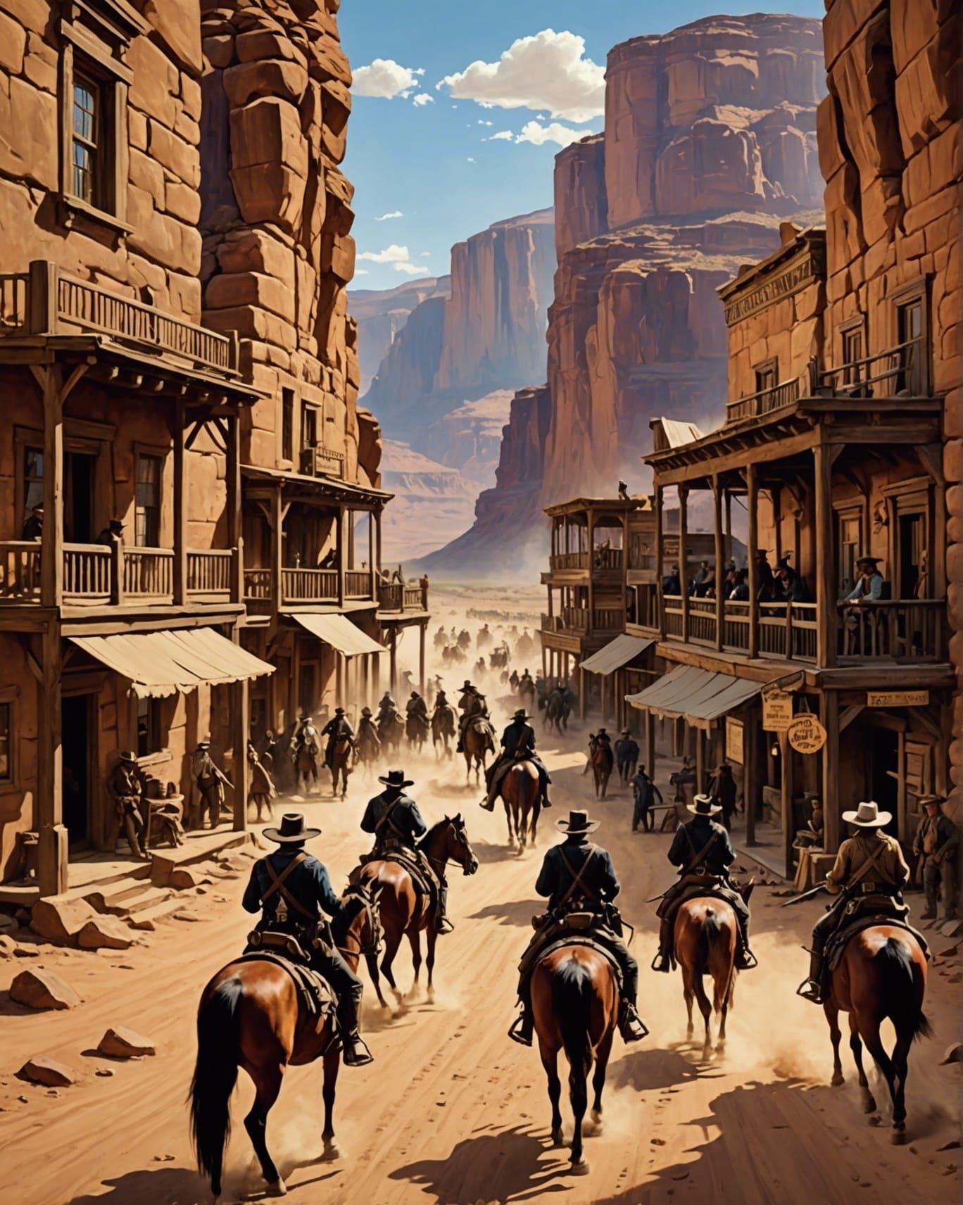 Wild West Showdown at the Saloon Entrance
