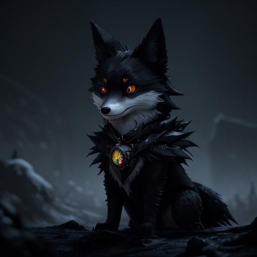 Undead Fox in Frozen Dark Fantasy, Watercolor Style