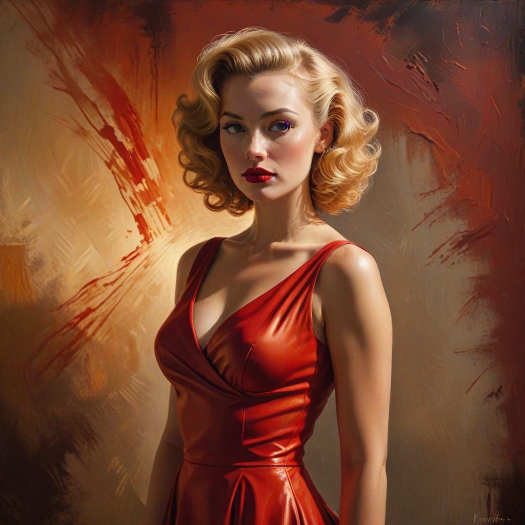 1950s Tonalist Pin-Up Woman Portrait