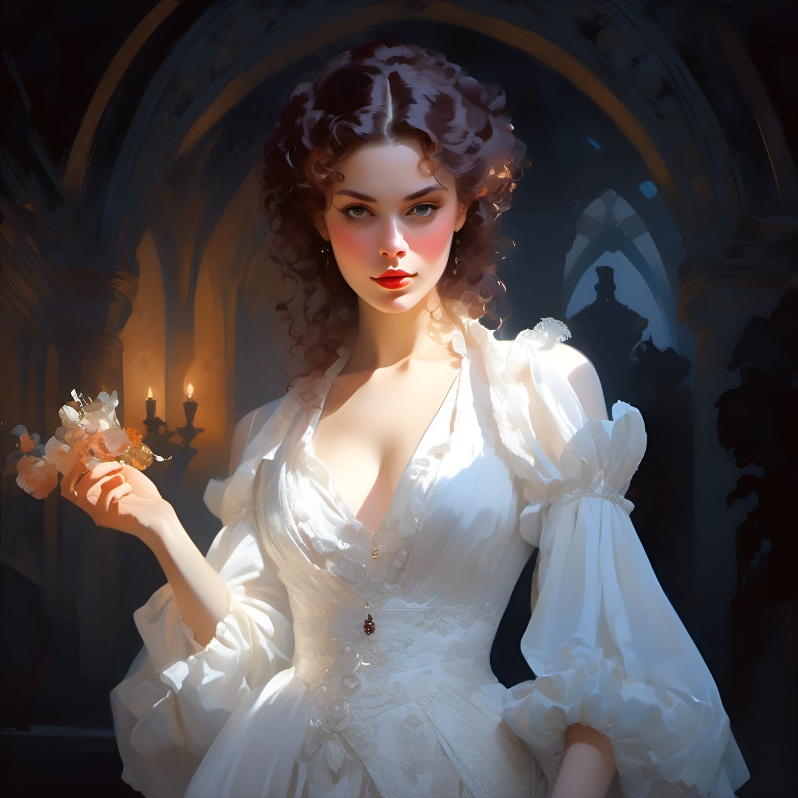 Lady in Leather and Lace: Rococo Digital Art