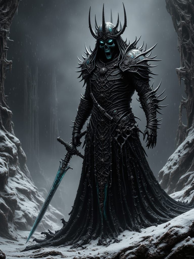 Wraith King in Snowy Mordor Landscape