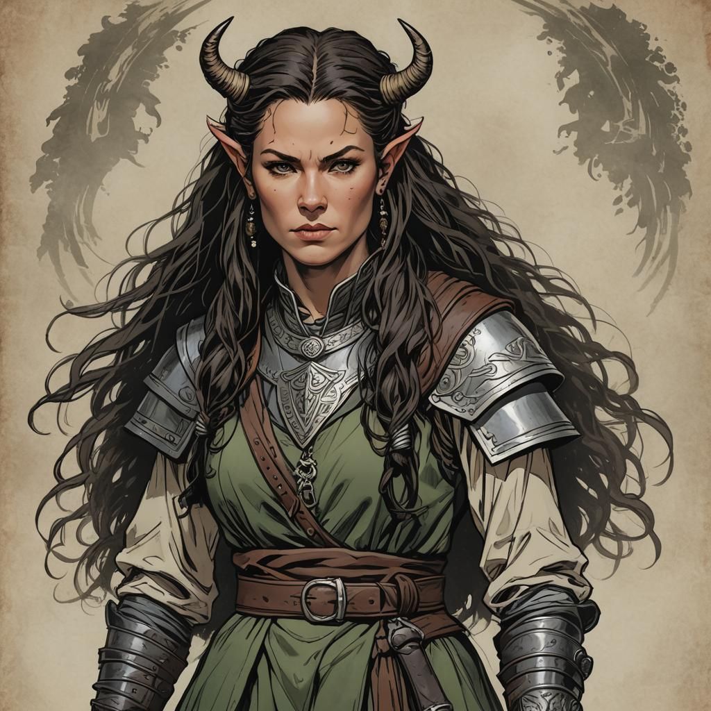 Female Tiefling Druid Outlander Warrior