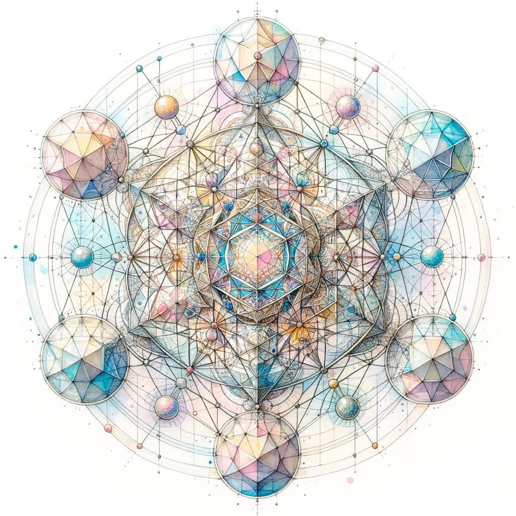 Dreamy Sacred Geometry in Watercolor Style