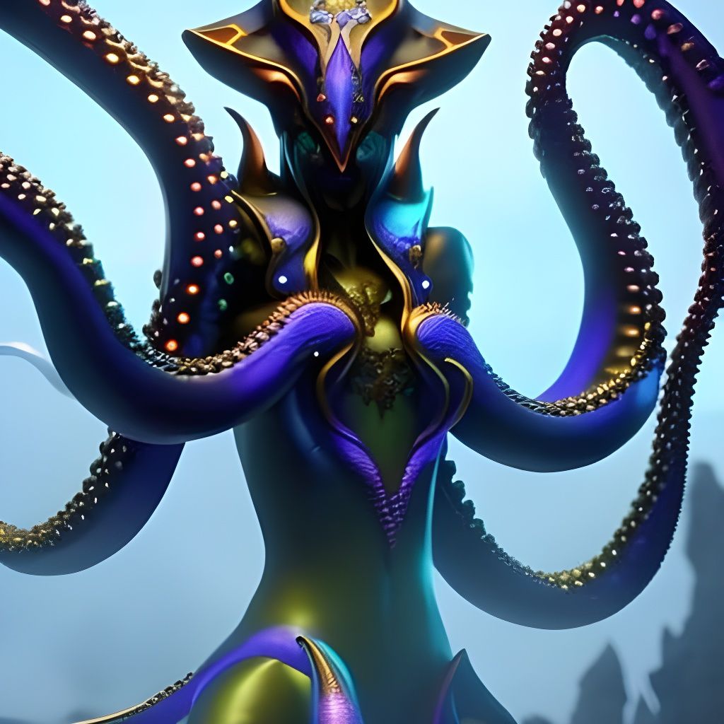 Octopus Queen in a Dark Fantasy Art Style