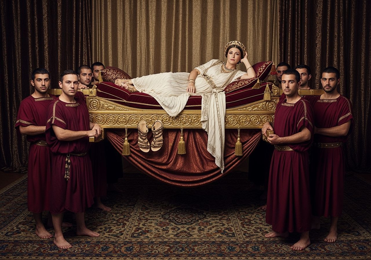 Roman Empress on Gold Litter in Leibovitz Style