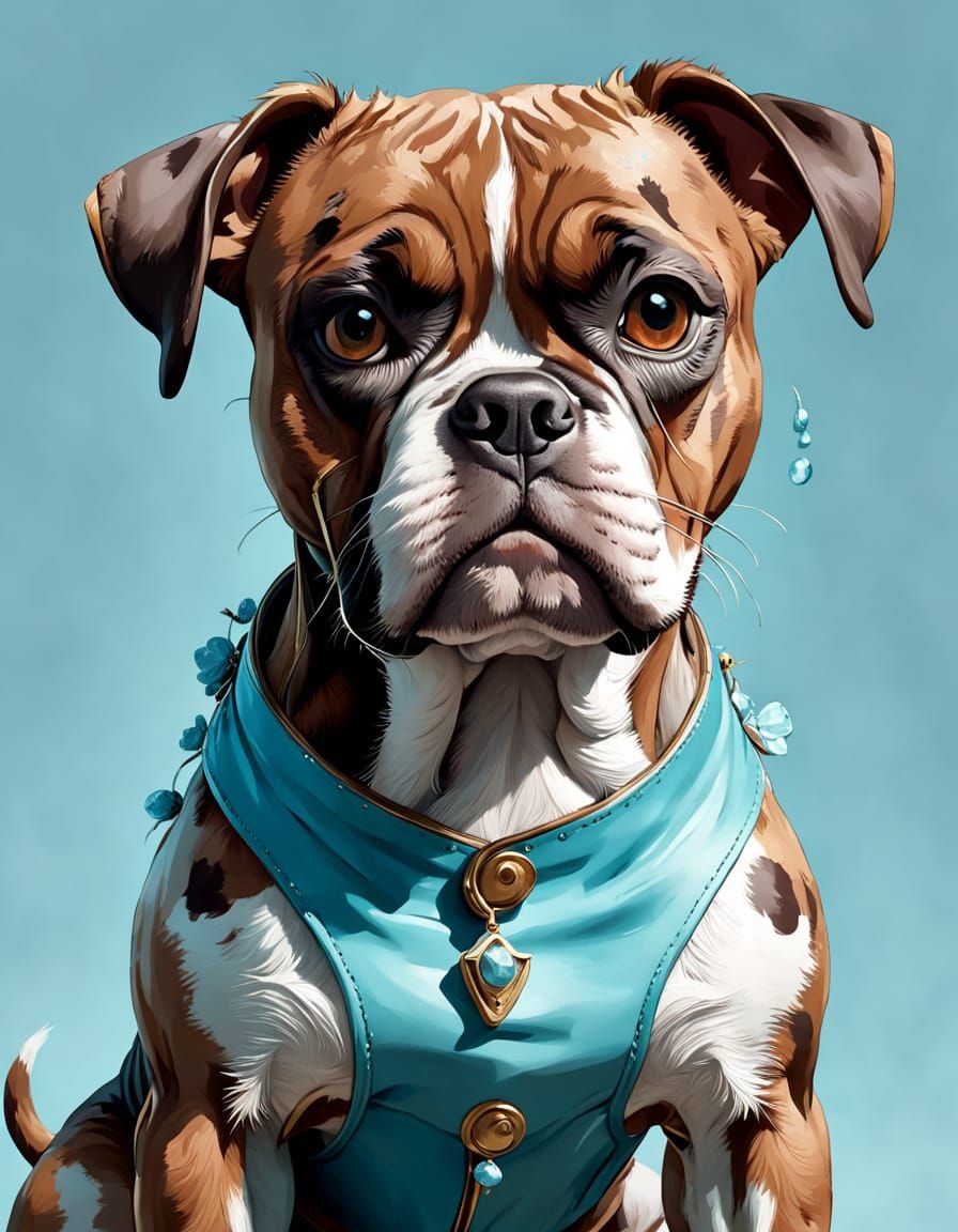 Easter Bunny Bullboxer Staff Puppy in Pastel Blue