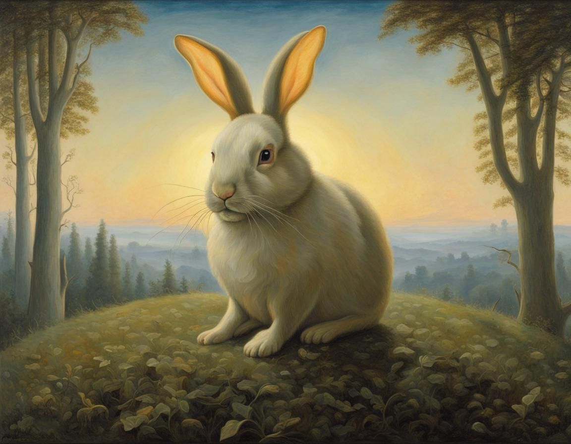 Bunny Fairy Transformation: Romantic Oil Painting