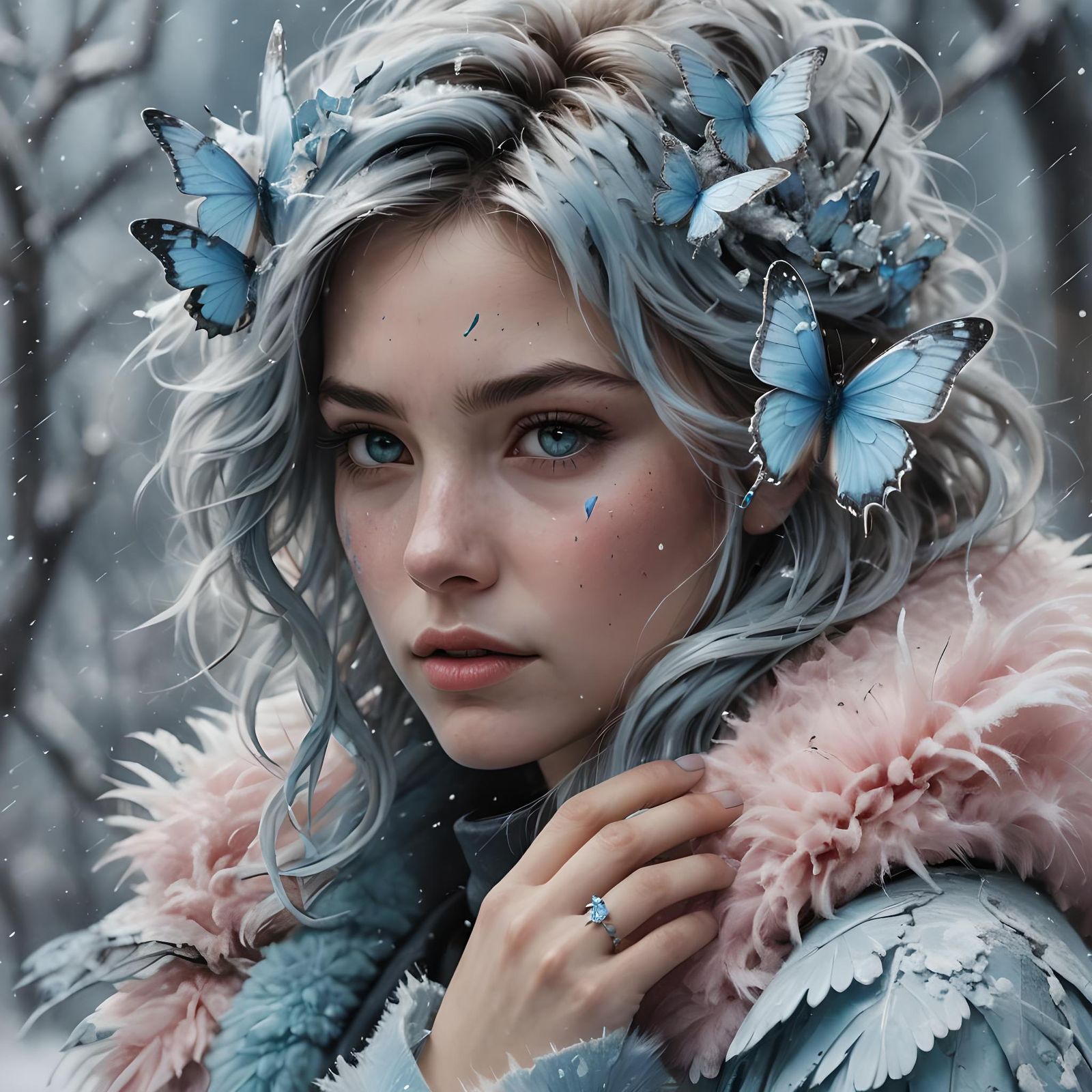 Woman with Butterfly: Detailed Matte Painting