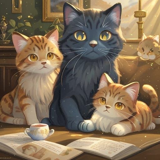 Ragdoll Cat Casting Magic as Renaissance Oil Painting