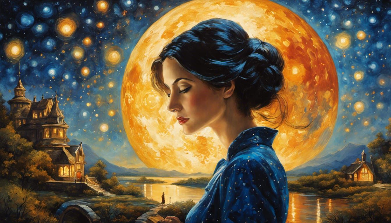 Enchanted Wonderland: Starry Night Gouache Painting