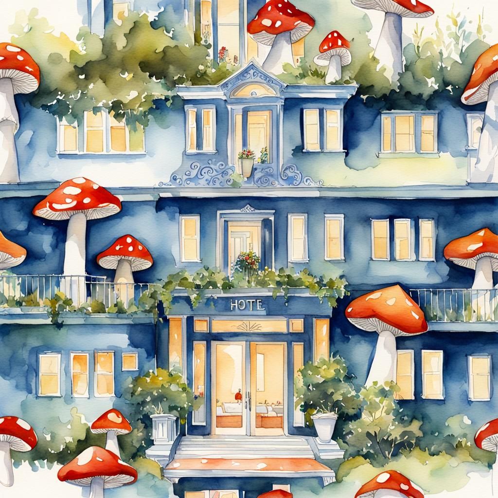 Grand Mushroom Hotel in Watercolor