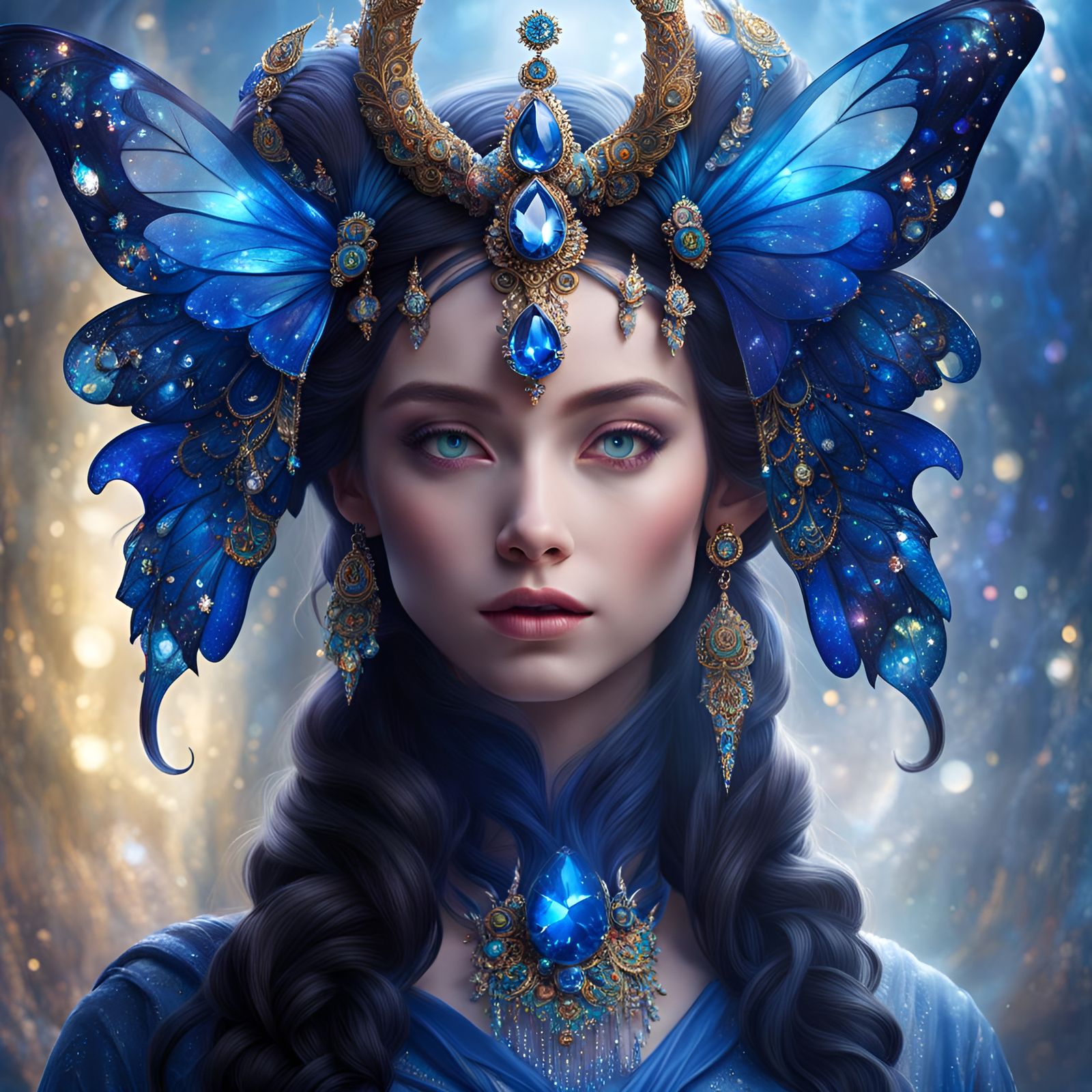 Ethereal Crystal Girl with Glass Horns