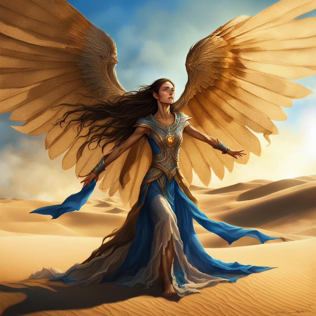 Desert Elf Soaring Over Sandhills
