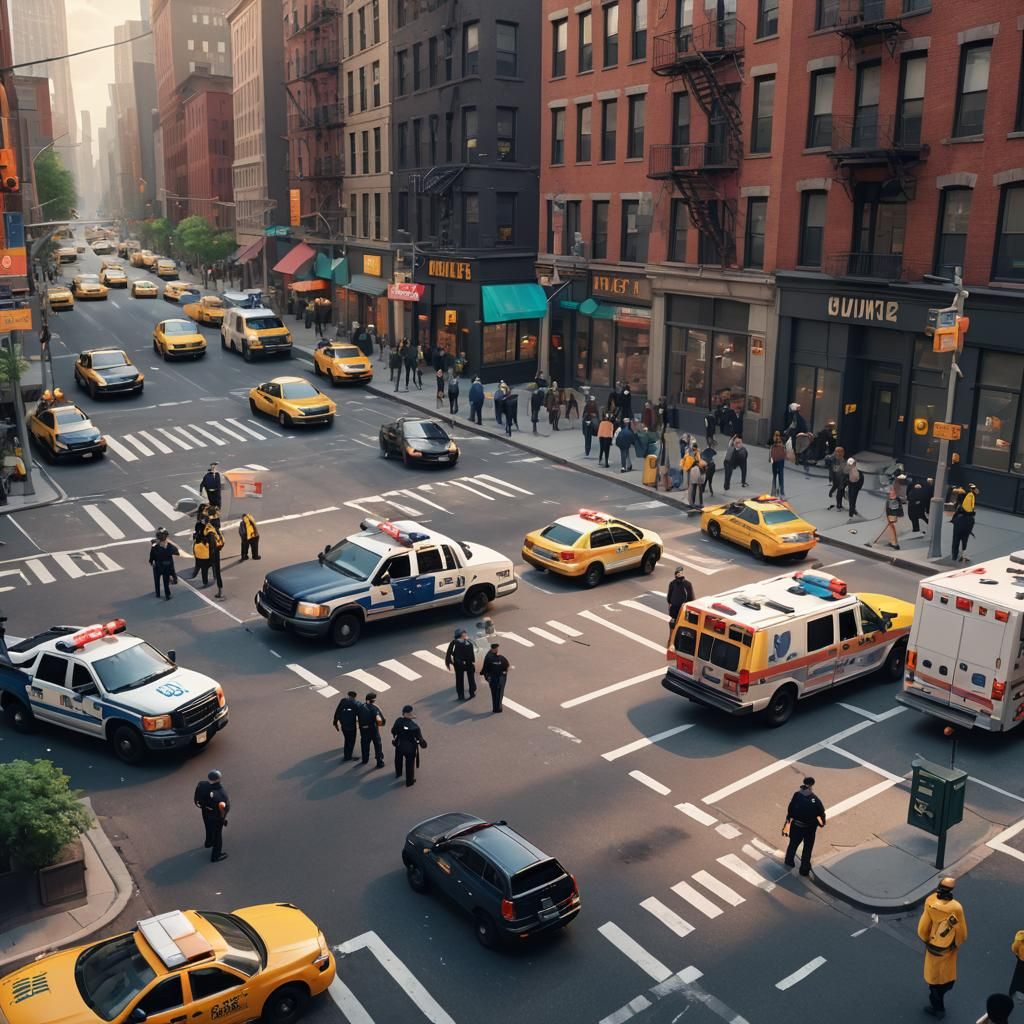 New York Crime Scene in Pixar Disney Style