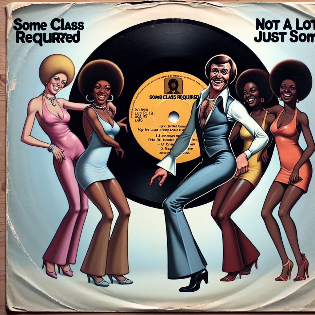 Record Sleeve Art: Disco Man Dancing with Women