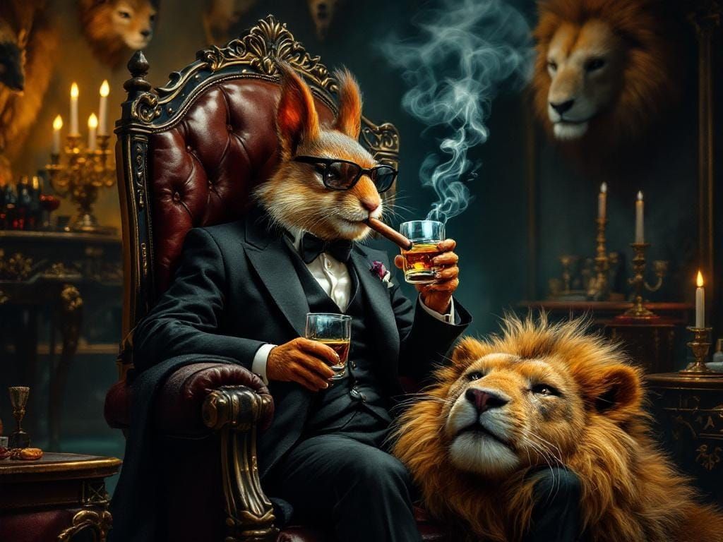 Regal Squirrel Mafia Boss in Gothic Style