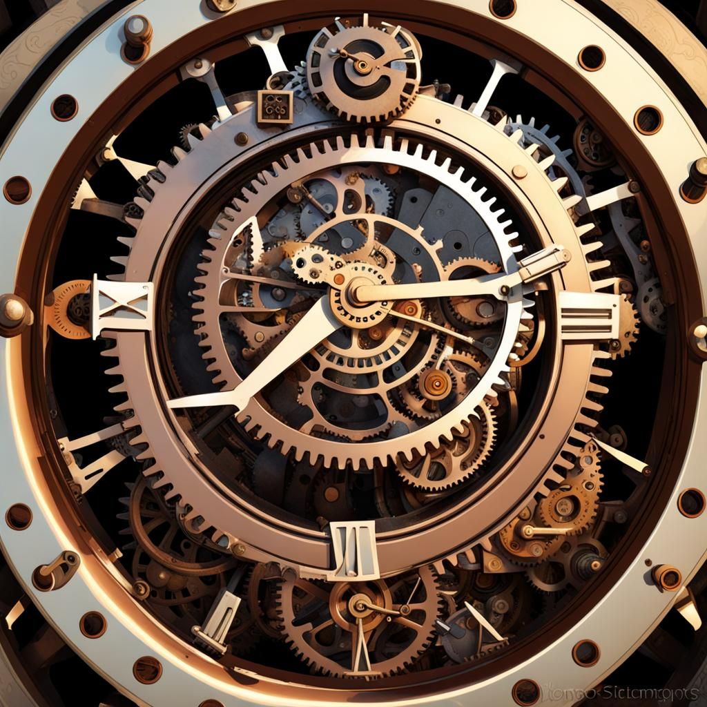 Steampunk Engine with Clocks