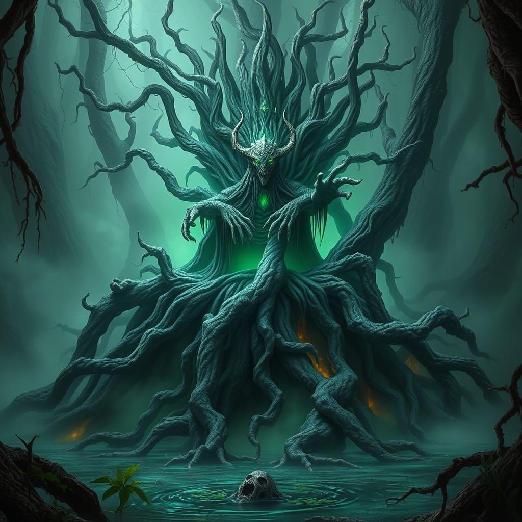 Mystical Swamp Lord in Emerald Aura