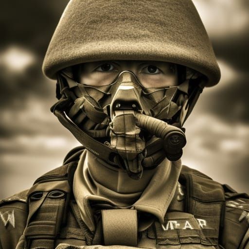 Hyperrealistic Soldier in War, Cinematic Composition