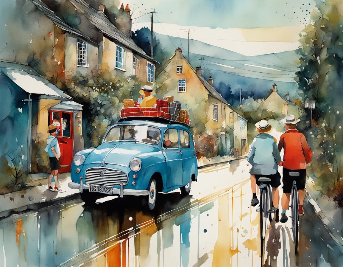 Whimsical Family Road Trip in Cubist Style